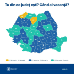 Harta vacanțelor care sunt decise de inspectoratele școlare din țară din februarie 2024, publicată de Ministerul Educației
