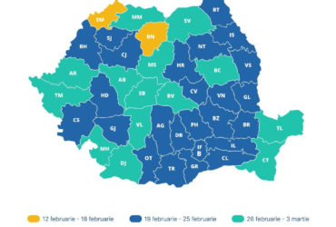Harta vacanțelor care sunt decise de inspectoratele școlare din țară din februarie 2024, publicată de Ministerul Educației
