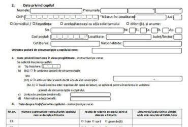 Înscrieri clasa pregătitoare 2025. Cum arată și cum se completează cererea-tip de înscriere