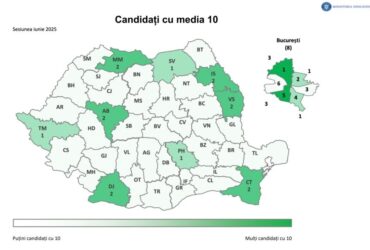 Harta mediilor de 10 la Bac 2025. Doar 24 de candidați au reușit să termine examenul cu media 10